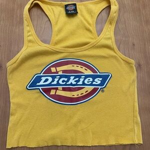 Dickies Yellow Logo Ribbed Racerback Crop Tank